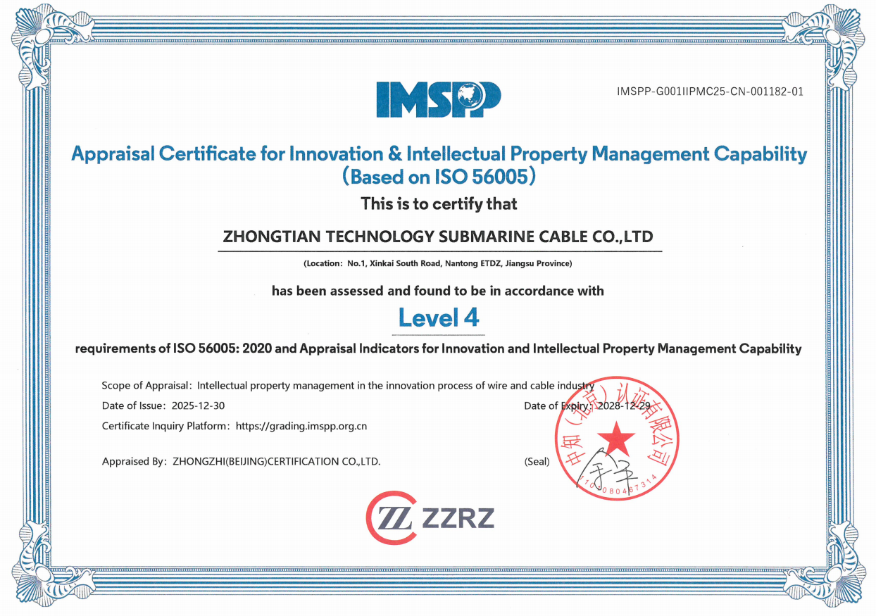 行业首家！PT视讯海缆荣获ISO56005国际尺度四级认证
